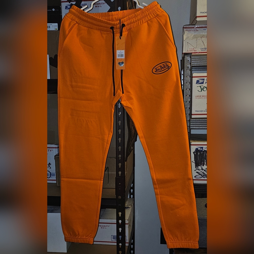 NWT Von Dutch Orange w/black Logo Sweatpants